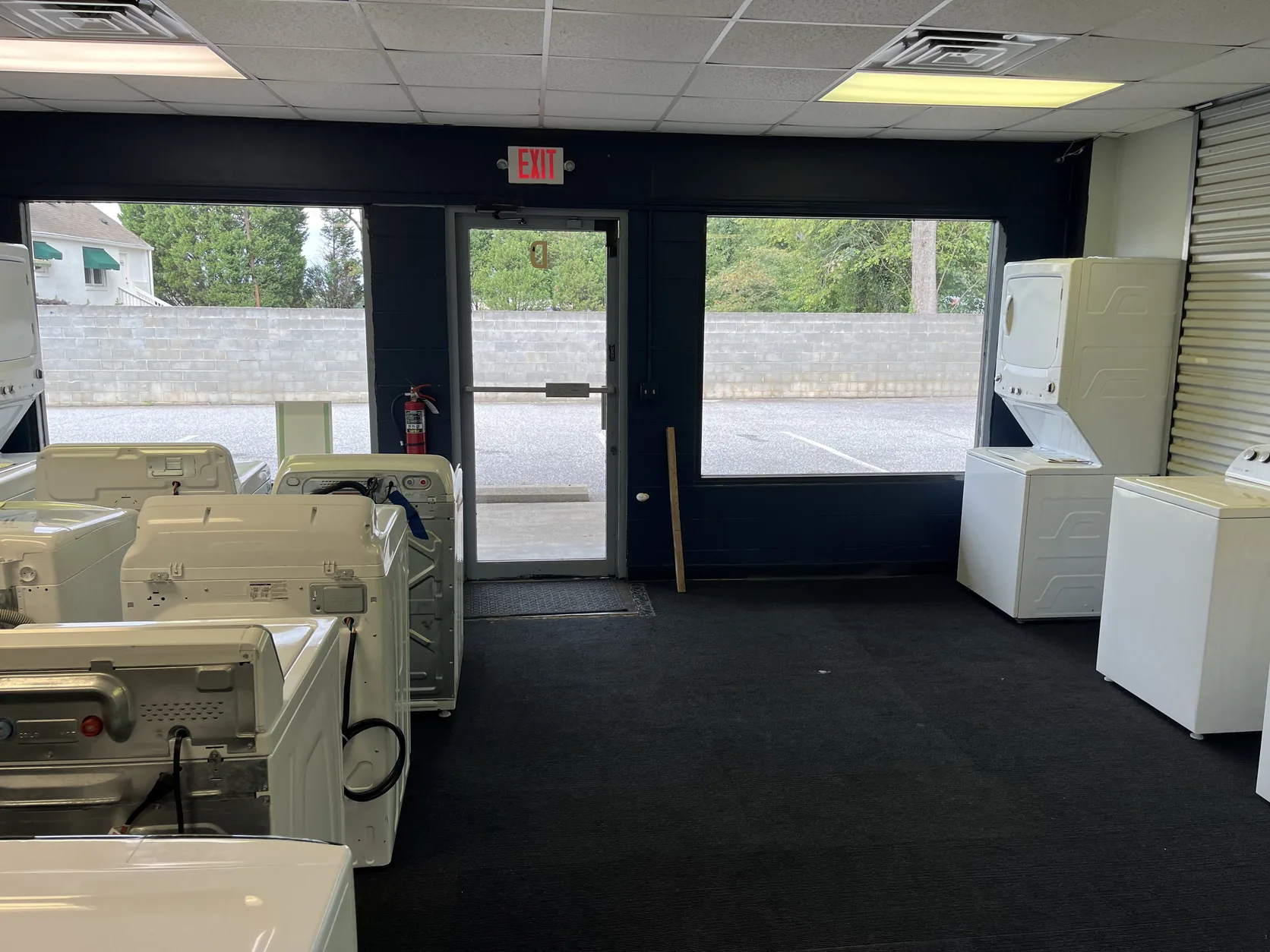 Truth Appliances showroom entrance with washers and stackable laundry units